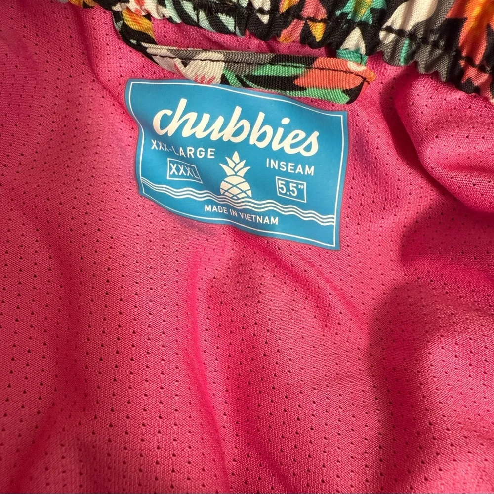 Chubbies The Bloomerangs Lined‎ Classic Swim Trunks in Black Floral Sz XXXL